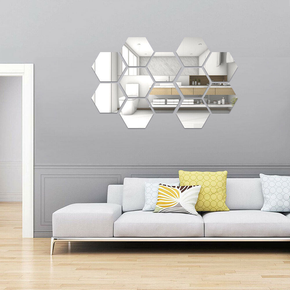 AcryLux™ Šestiúhelníková akrylová zrcadlová samolepka na zeď