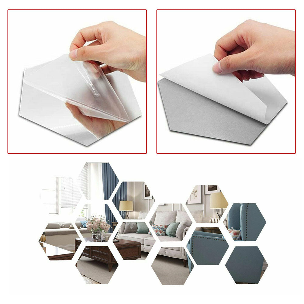 AcryLux™ Šestiúhelníková akrylová zrcadlová samolepka na zeď