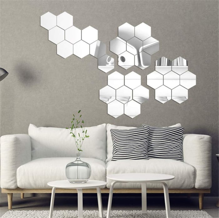 AcryLux™ Šestiúhelníková akrylová zrcadlová samolepka na zeď
