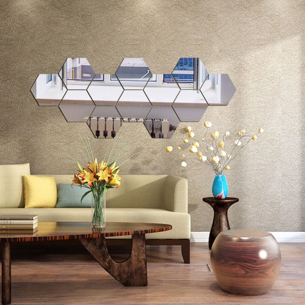 AcryLux™ Šestiúhelníková akrylová zrcadlová samolepka na zeď