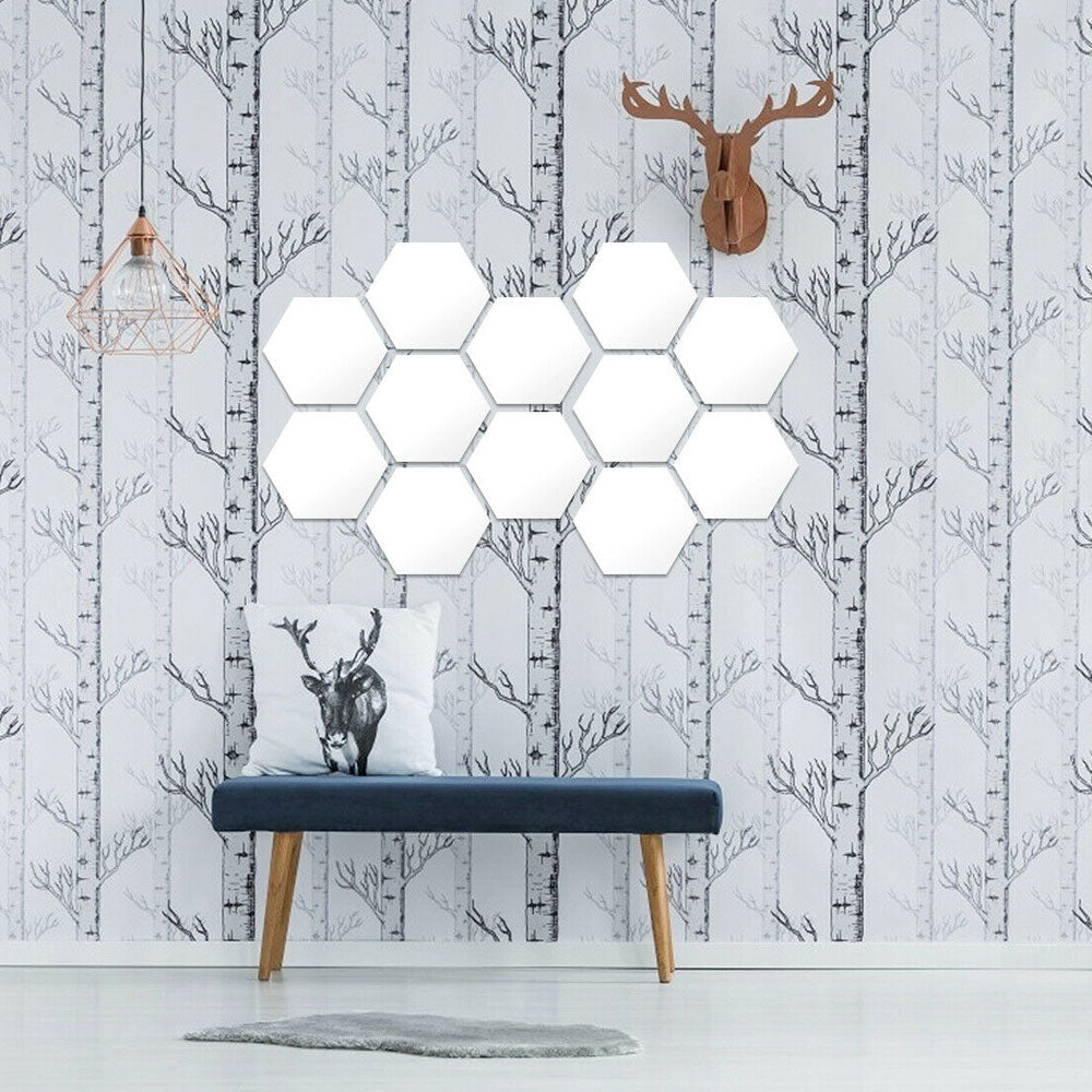 AcryLux™ Šestiúhelníková akrylová zrcadlová samolepka na zeď