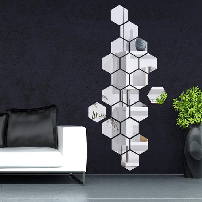 AcryLux™ Šestiúhelníková akrylová zrcadlová samolepka na zeď
