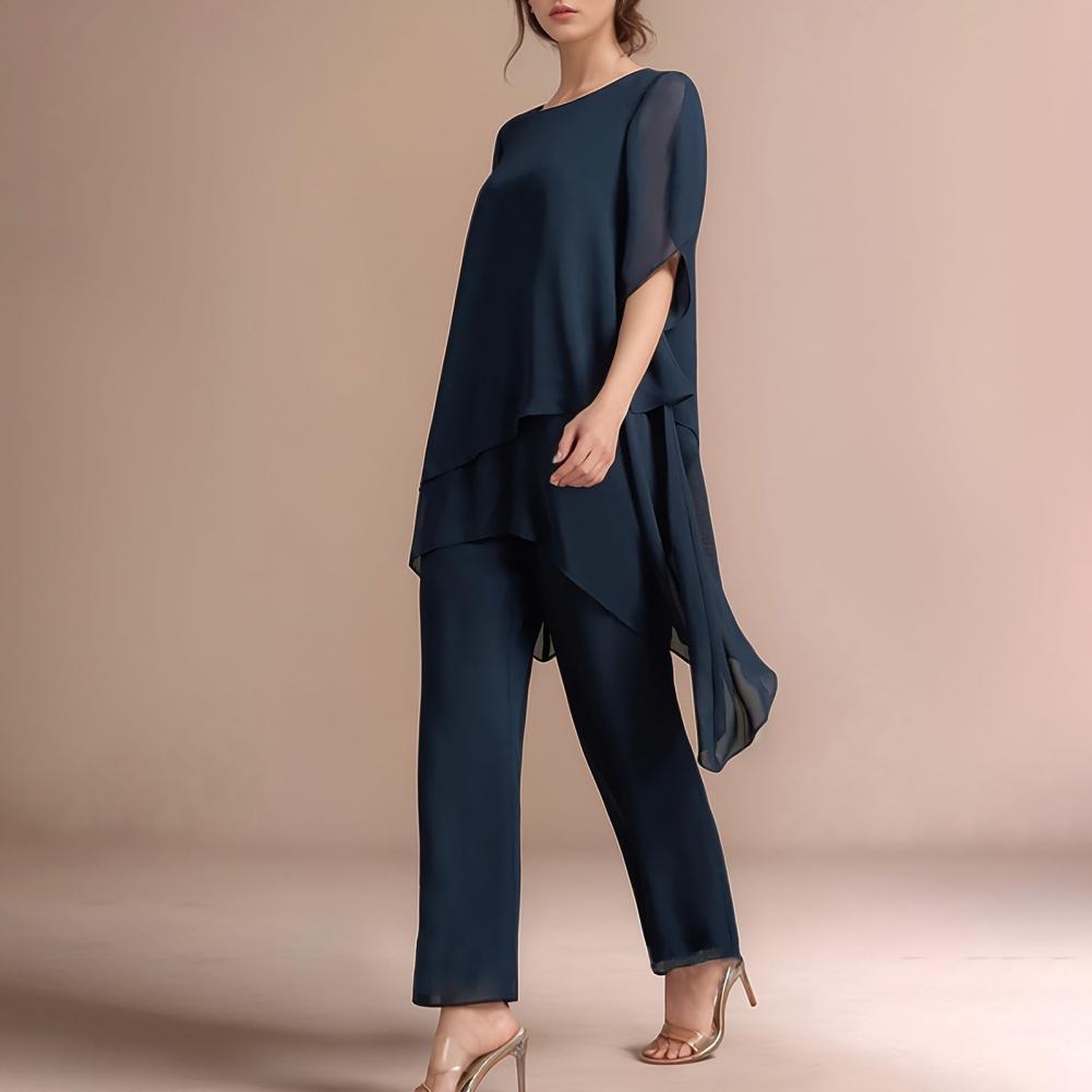 Alice Bari™ Elegantní souprava asymetrického topu a širokých kalhot