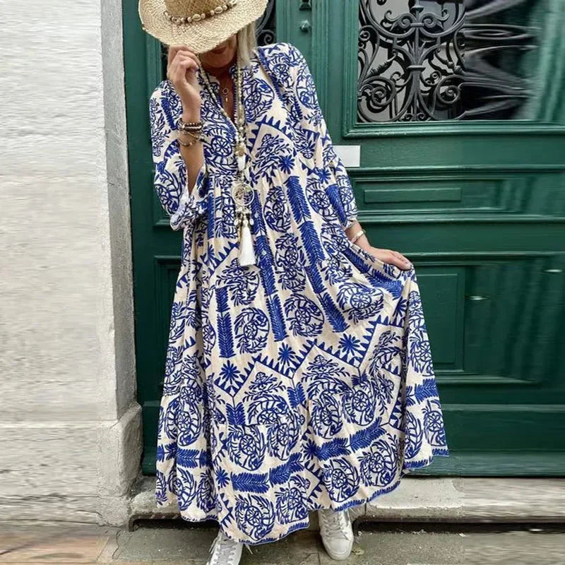 Alice Ruiz™ Boho šaty s výstřihem a potiskem