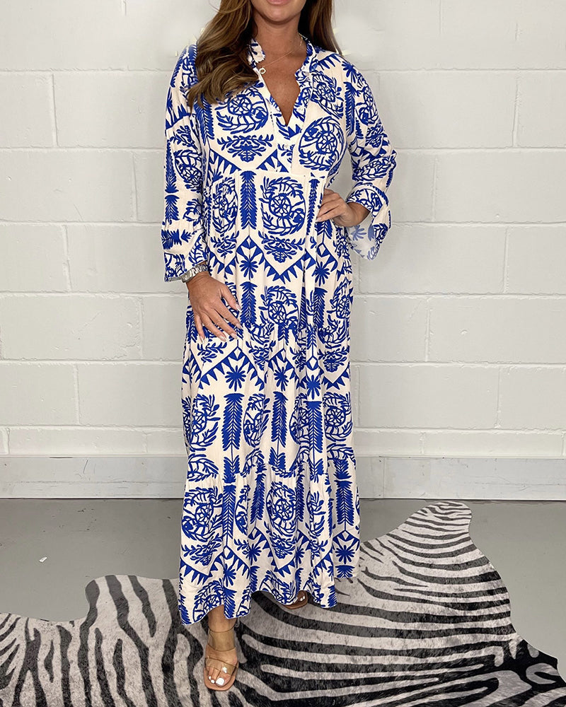 Alice Ruiz™ Boho šaty s výstřihem a potiskem