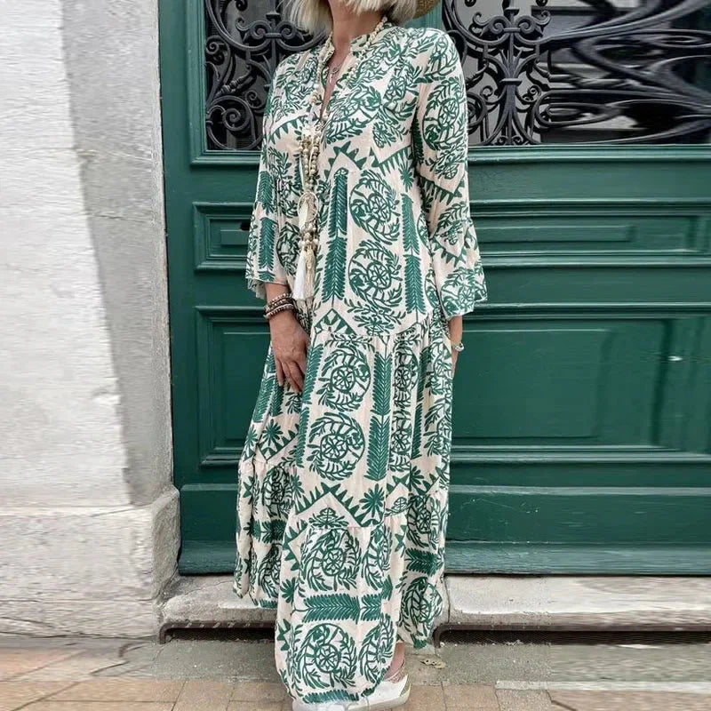 Alice Ruiz™ Boho šaty s výstřihem a potiskem