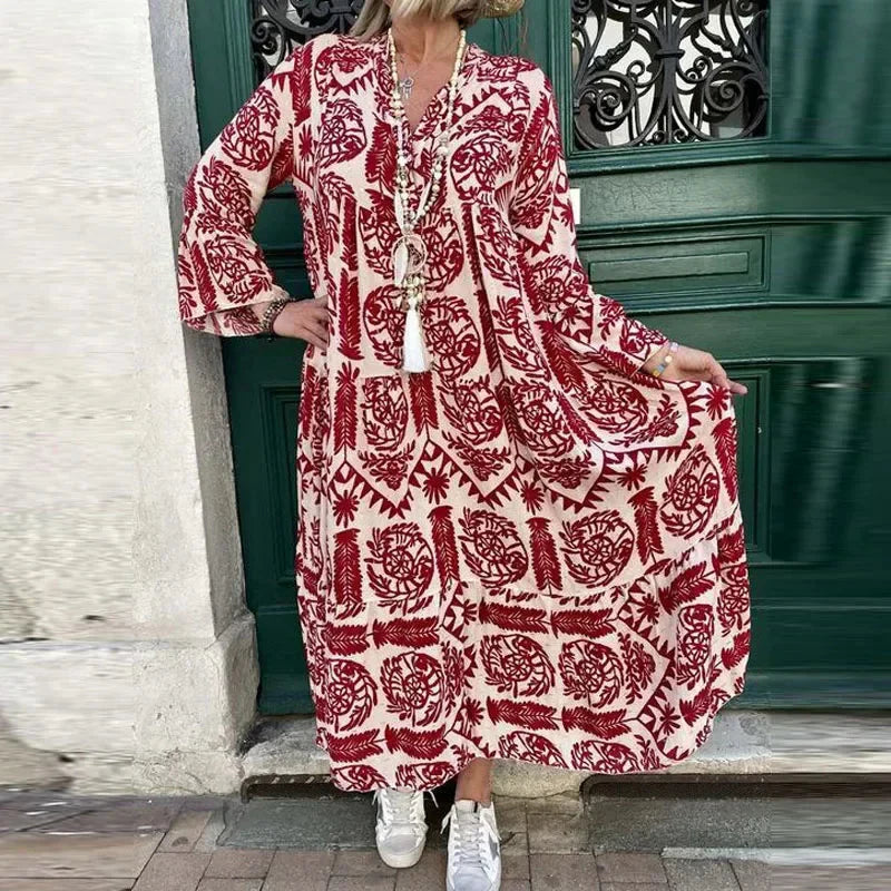 Alice Ruiz™ Boho šaty s výstřihem a potiskem