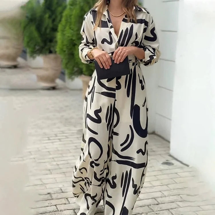 Amanda Bresciani™ Elegantní dlouhý overal s moderním potiskem