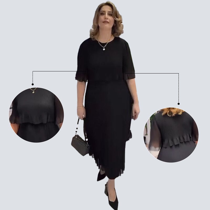 Amanda Hogan™ Elegantní šaty s polovičním rukávem a kulatým výstřihem