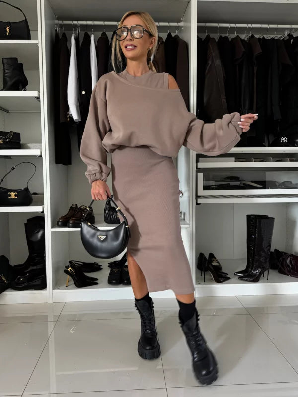 Asia Bonfanti™ Stylový set šatů a svetru