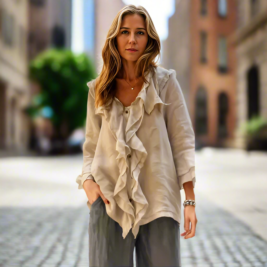 Carmela Cagnina™ Stylová halenka s volánovým límcem