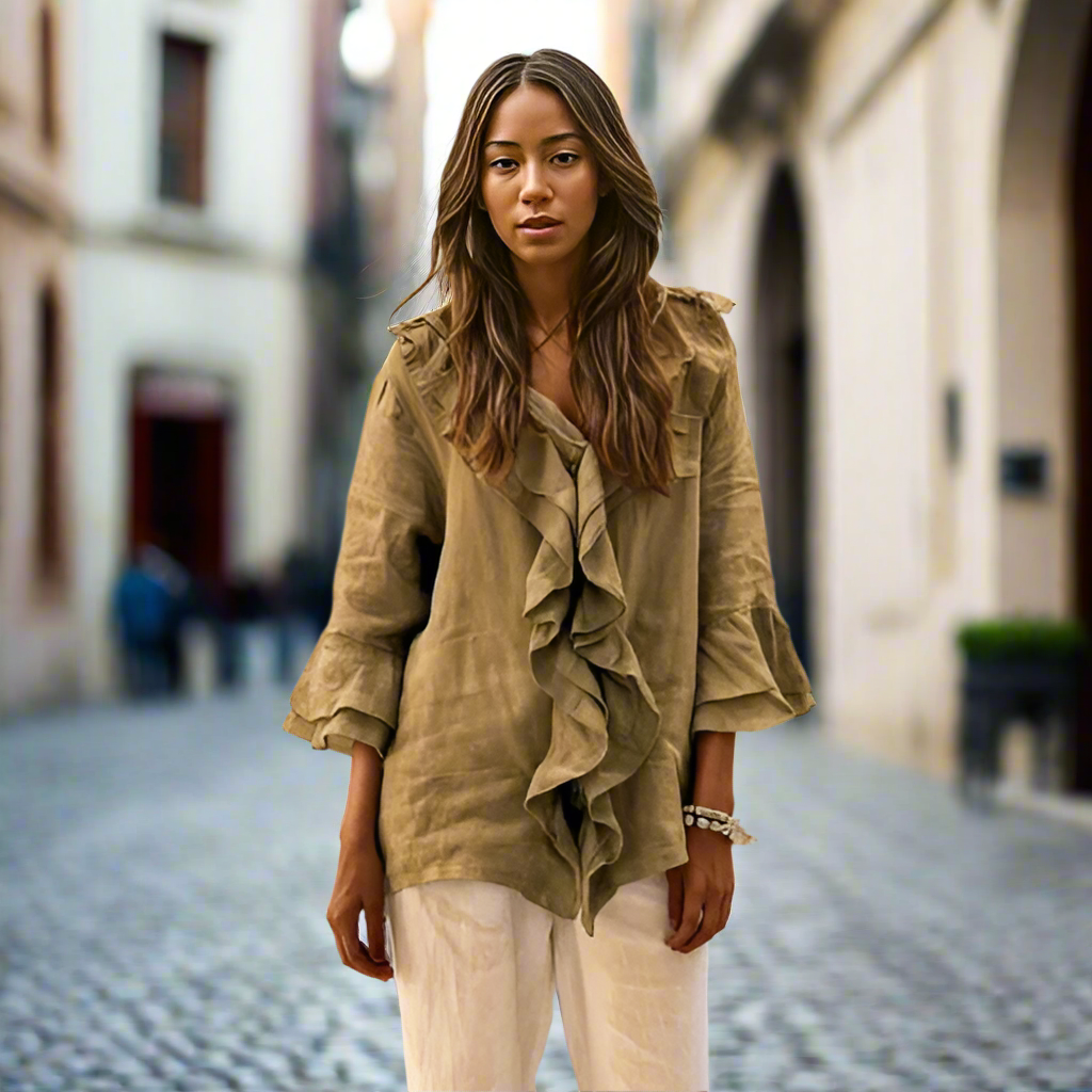 Carmela Cagnina™ Stylová halenka s volánovým límcem
