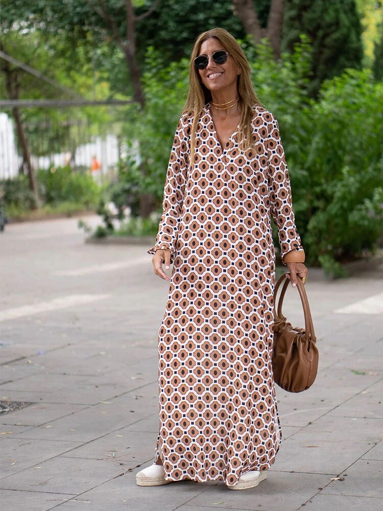 Carrie™ Vzorované stylové dlouhé šaty