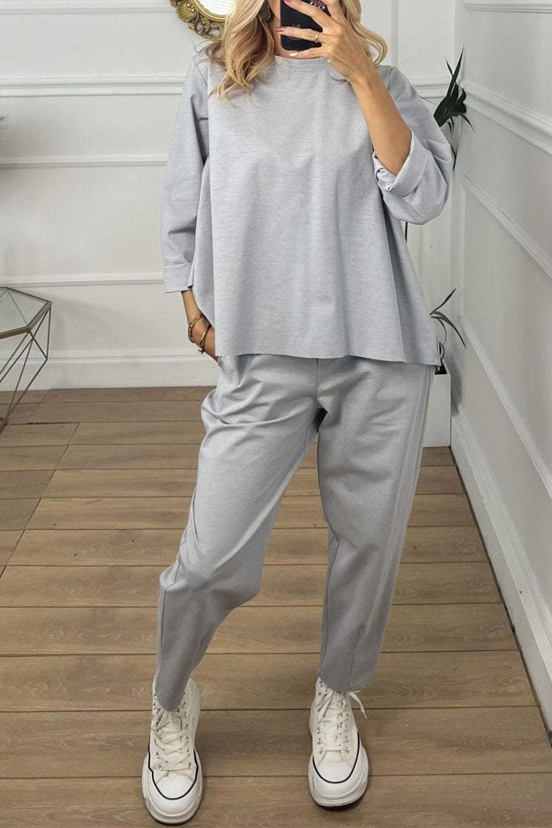 Cleofe™ Zimní elegantní ležérní kulatý výstřih s dlouhým rukávem dvoudílný oblek