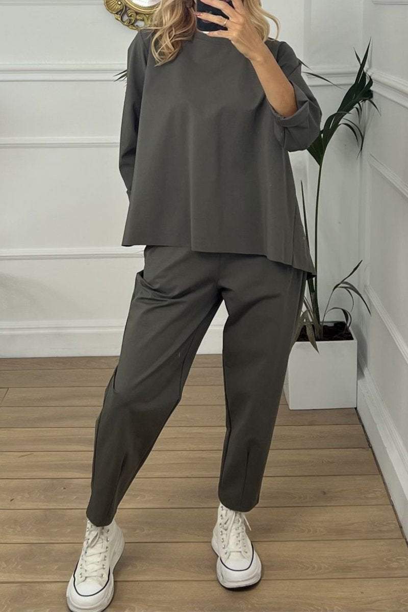 Cleofe™ Zimní elegantní ležérní kulatý výstřih s dlouhým rukávem dvoudílný oblek
