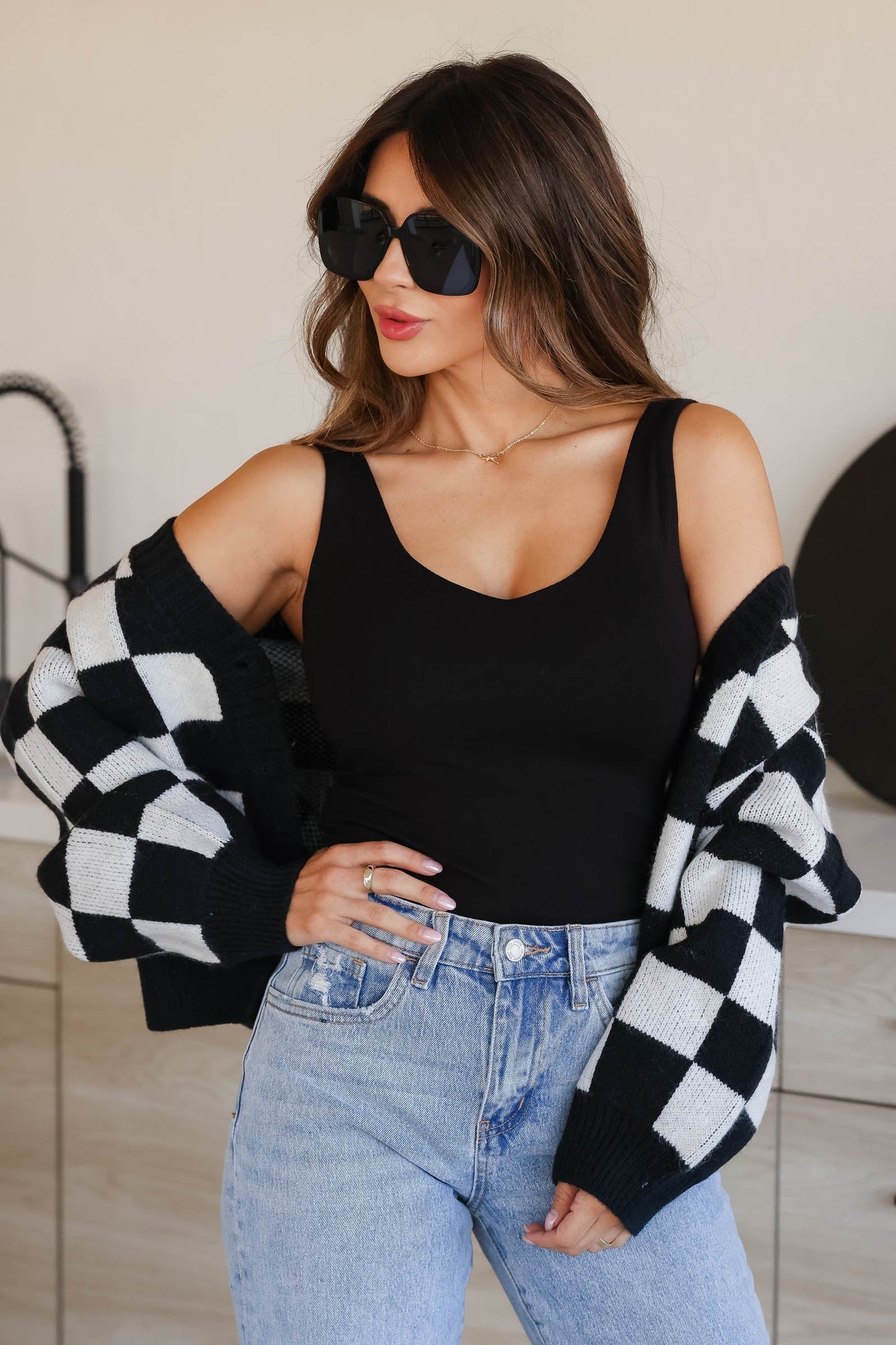 Cunégonde™ Vintage kostkovaný svetr