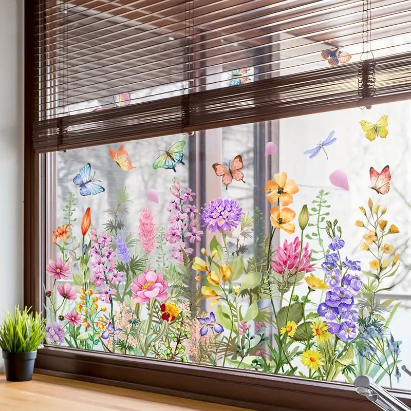 DecoPetal™ Barevná květinová kytice – samolepka na okno