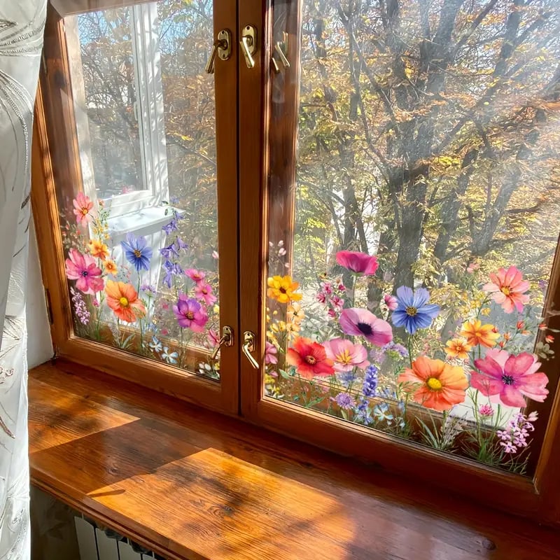 DecoPetal™ Barevná květinová kytice – samolepka na okno