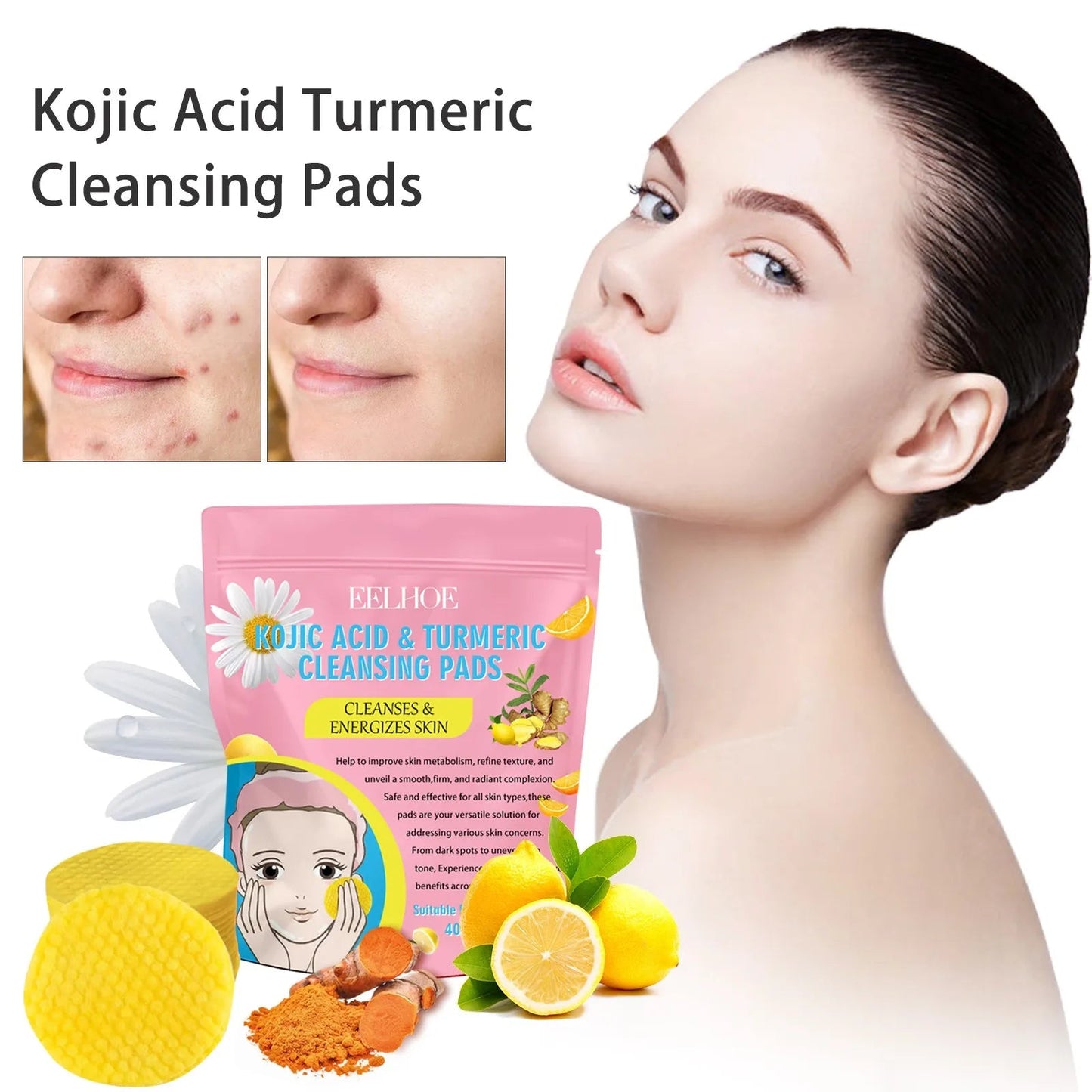 EELHOE Turmeric™ Čisticí polštářky s kurkumou a kyselinou kojovou