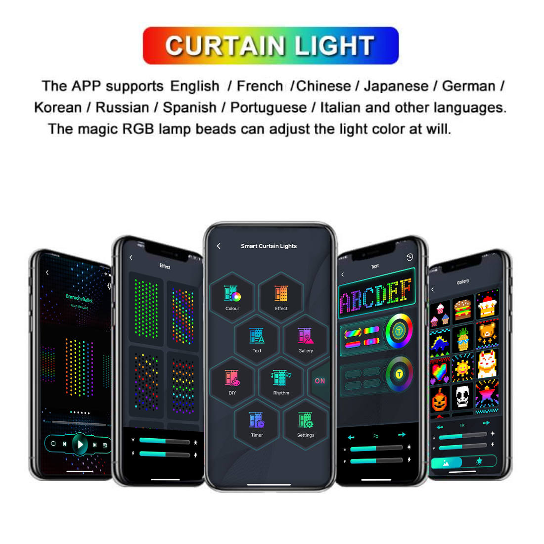 EliteLumi™ Barevné vlny LED záclony Synchronizační světla