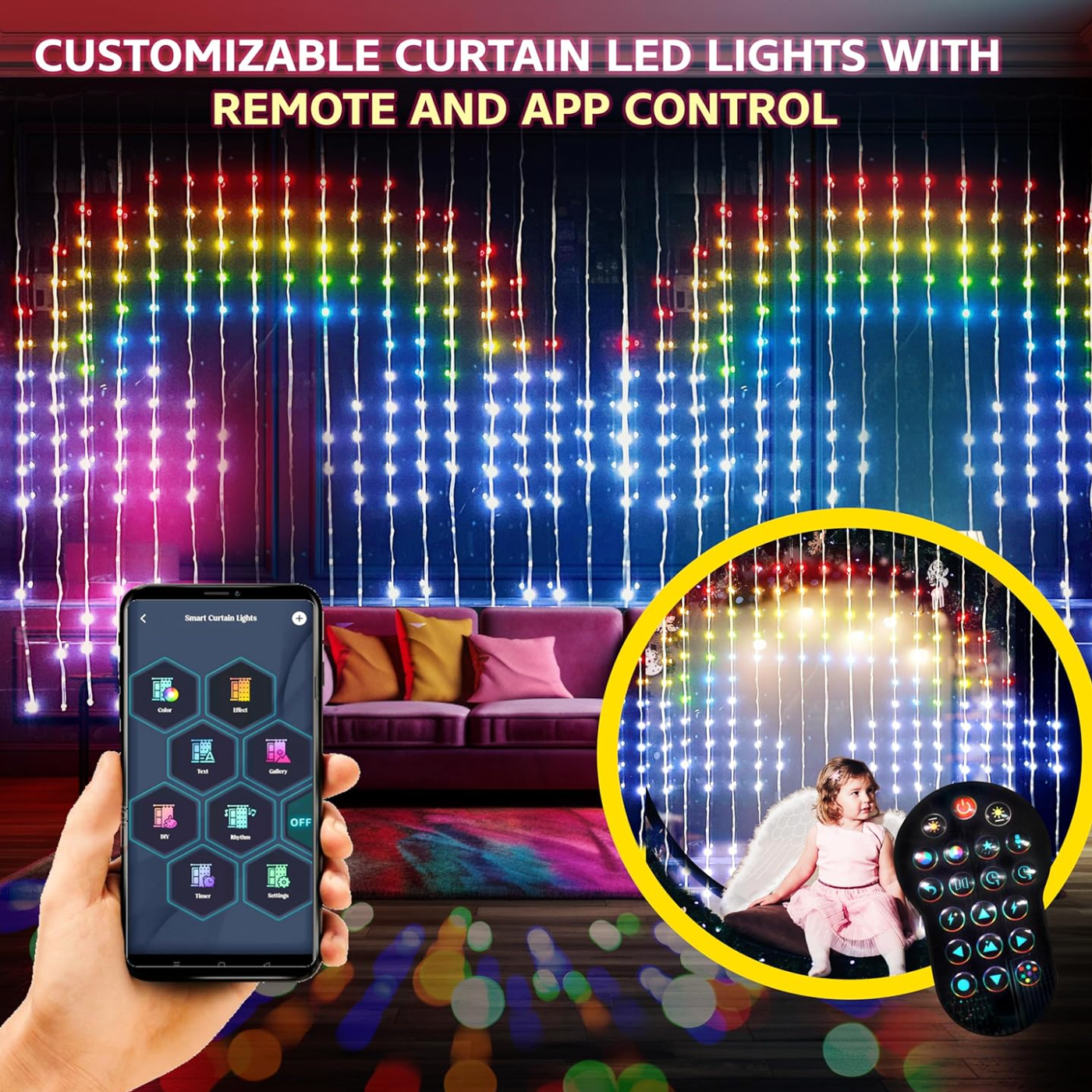 EliteLumi™ Barevné vlny LED záclony Synchronizační světla