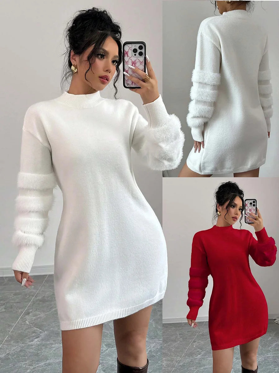 Elvira Di Gioia™ Elegantní zímní šaty s dlouhým rukávem