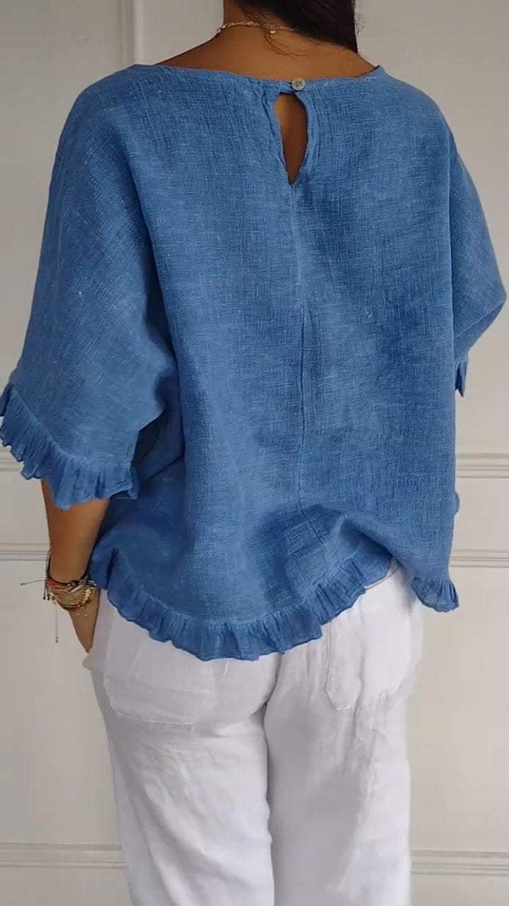 Evangeline™️ Košile s kulatým výstřihem a midi rukávy
