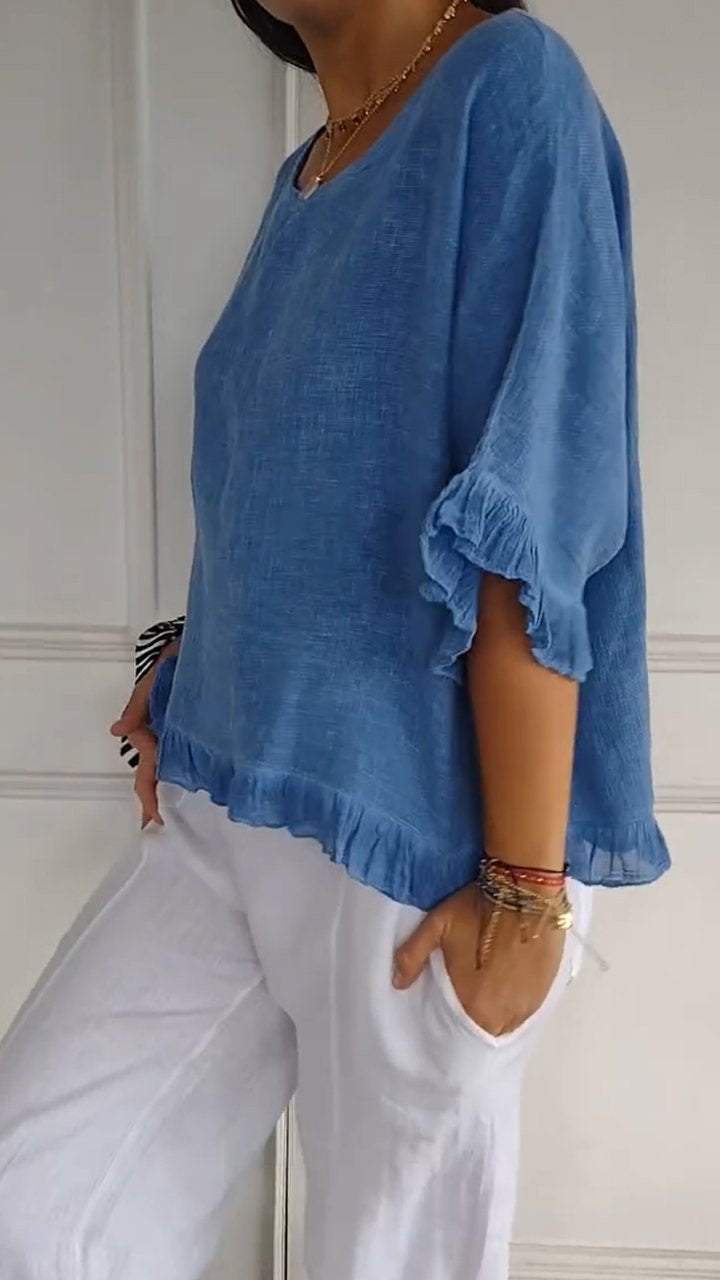 Evangeline™️ Košile s kulatým výstřihem a midi rukávy