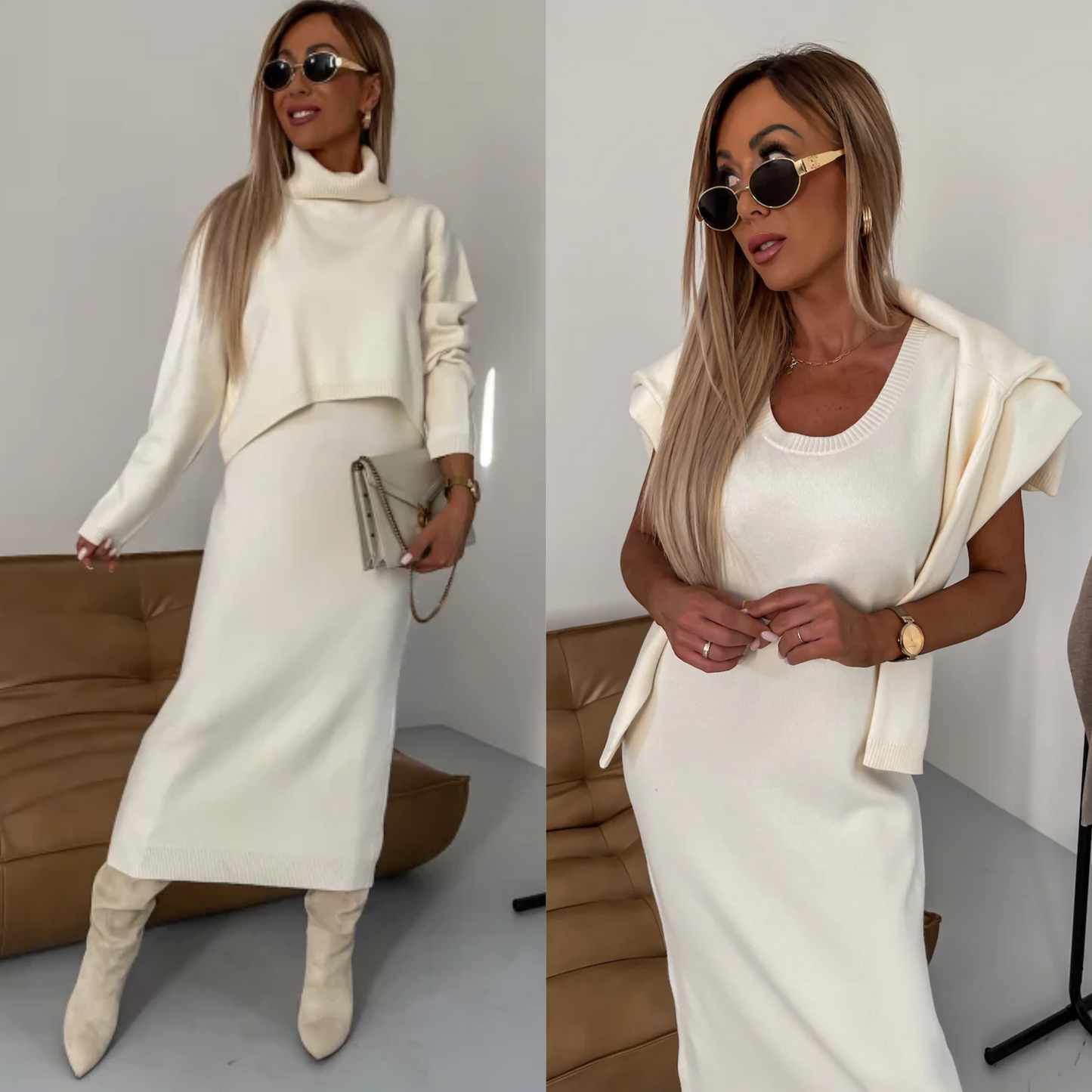 Flavia Lauletta™ Elegantní souprava svetru a šatů