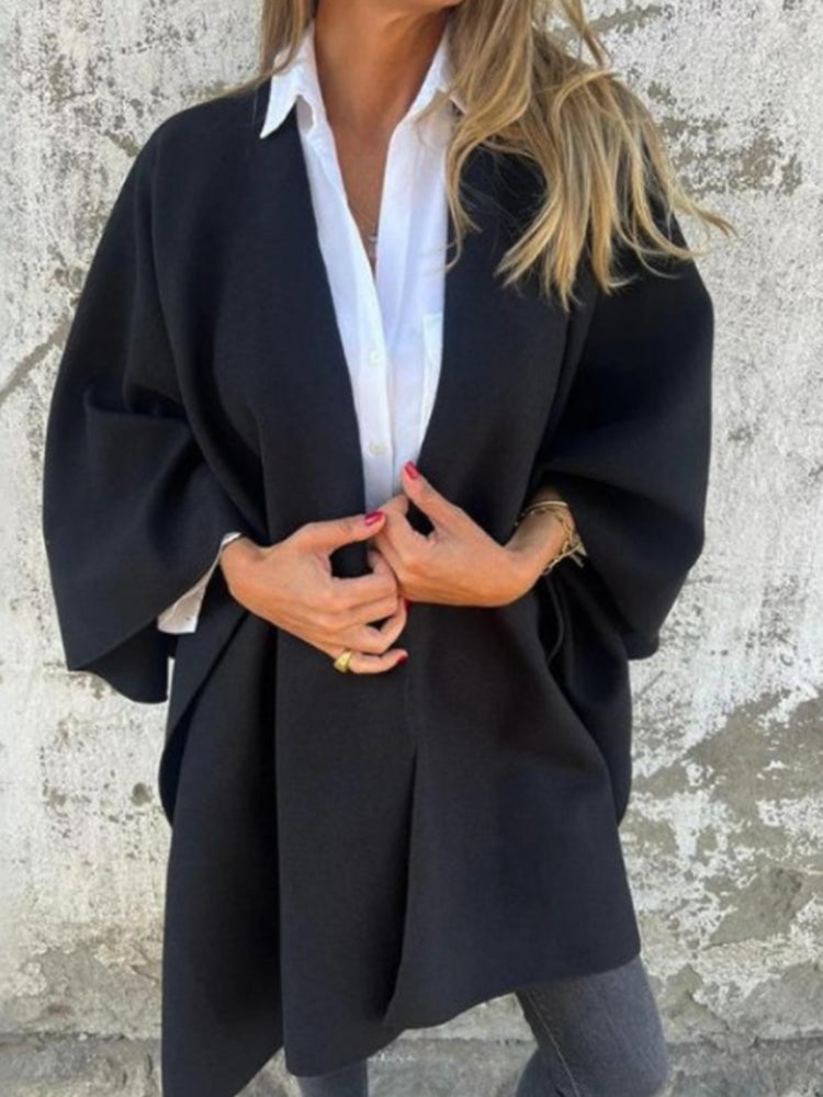 Gemma Silveria™ Elegantní plášť s výstřihem do V volný kabát