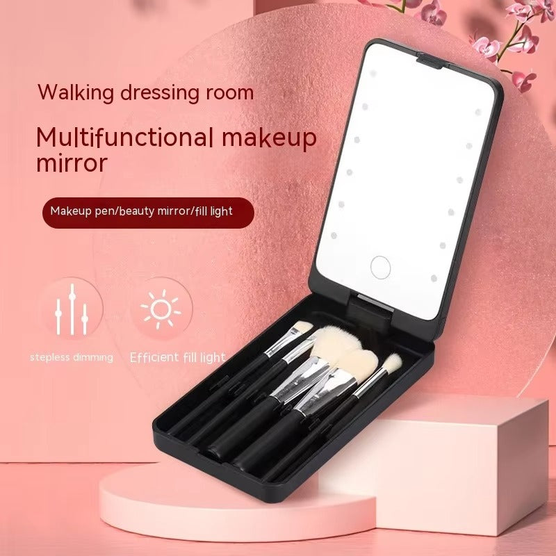 GlamPack™ Cestovní sada štětců na líčení se světelným zrcadlem LED