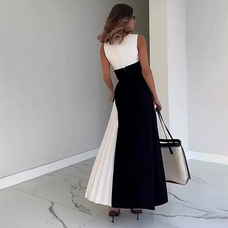 Grazia Paolino™ Elegantní černo-bílé maxišaty s vázáním
