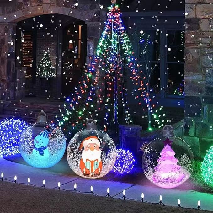 HoHo™ PVC průhledný nafukovací balón Santa Claus se světlem
