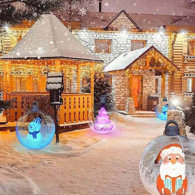 HoHo™ PVC průhledný nafukovací balón Santa Claus se světlem