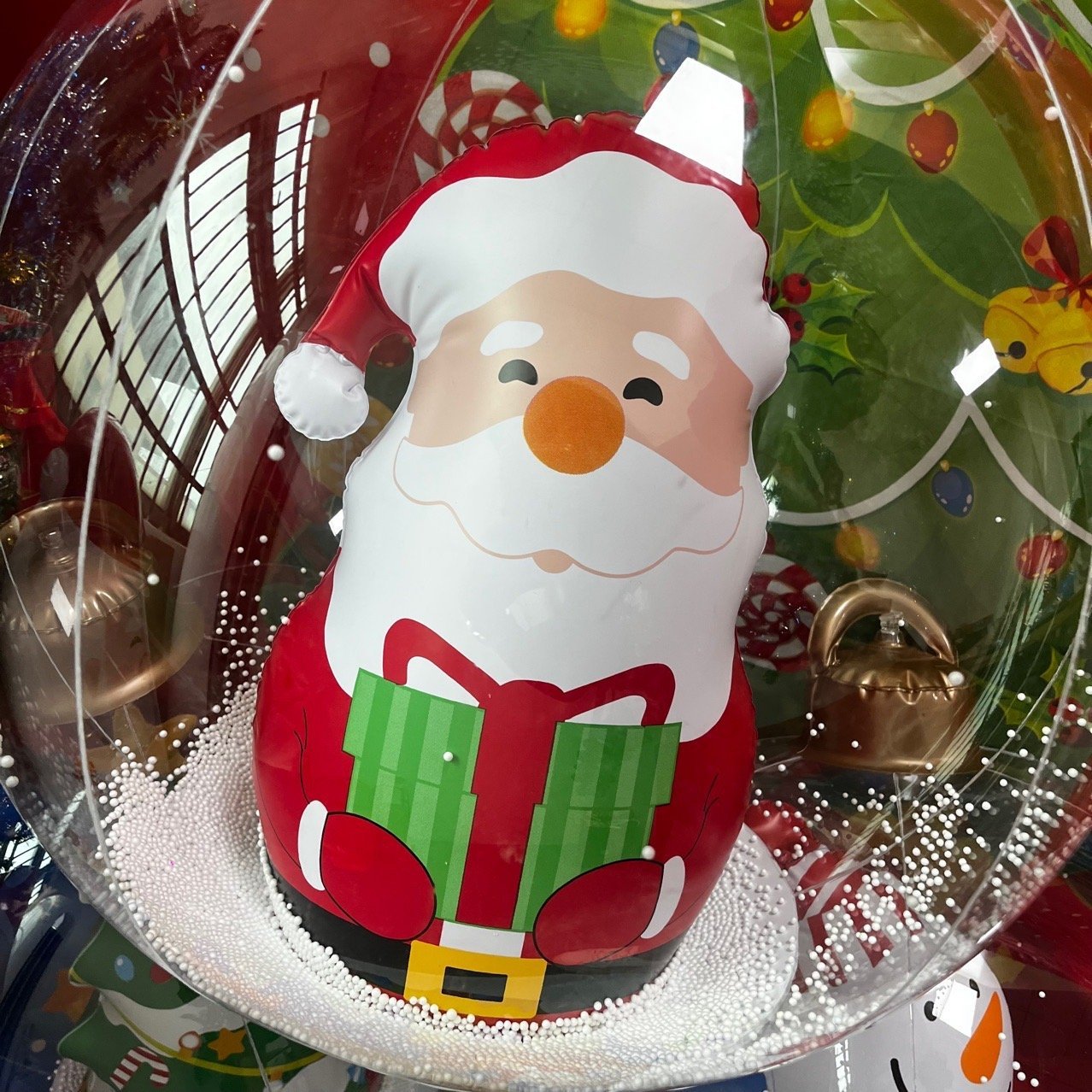 HoHo™ PVC průhledný nafukovací balón Santa Claus se světlem