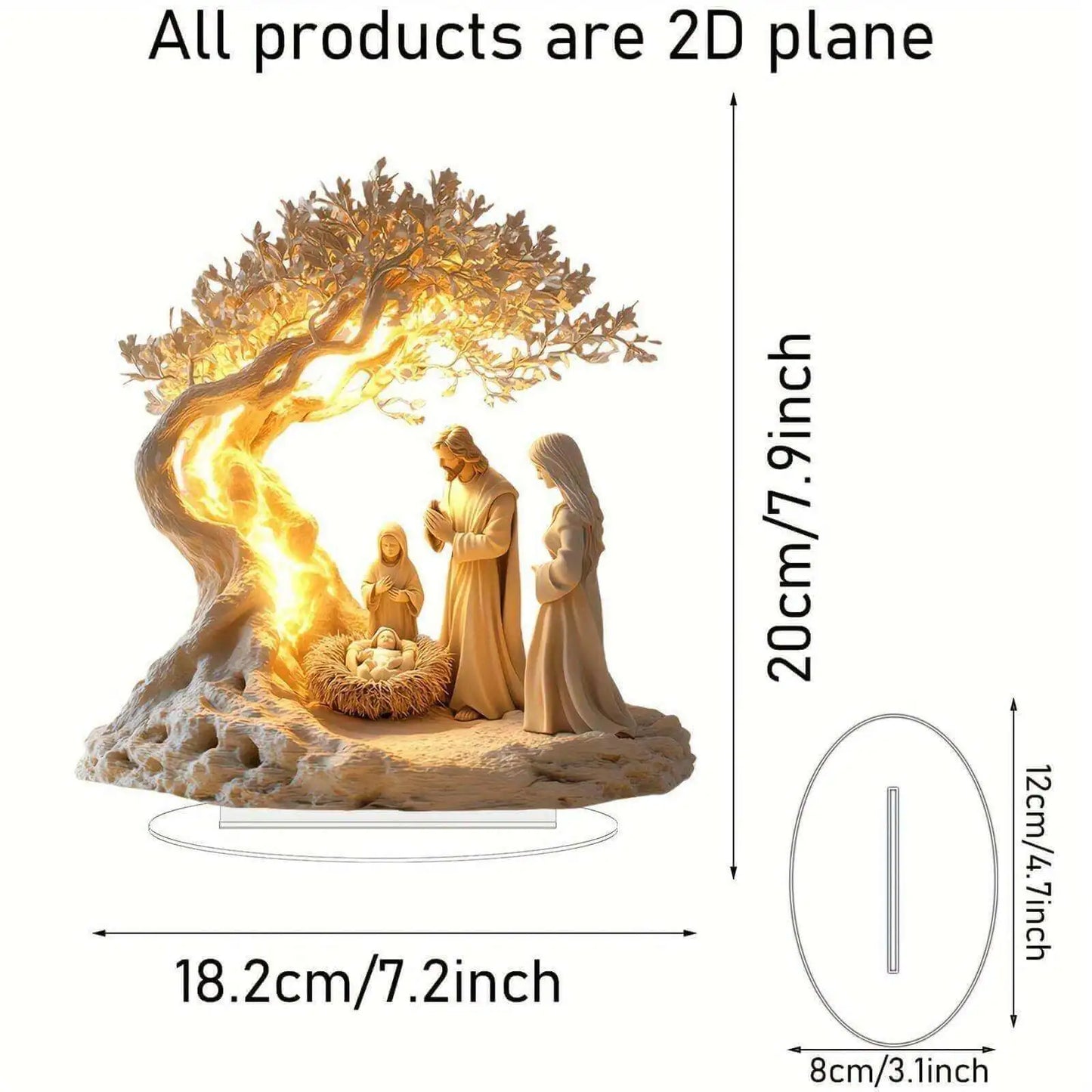 HolyScene™ 2D akrylová vánoční dekorace Betlém s podstavcem