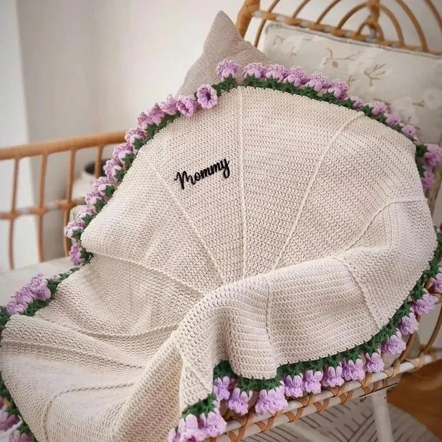 HugLoop™ DIY Pletená deka s květinami