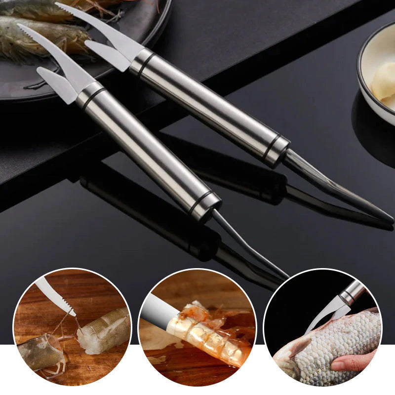 KitchenPro™ Nůž na loupání ryb a krevet 2 v 1