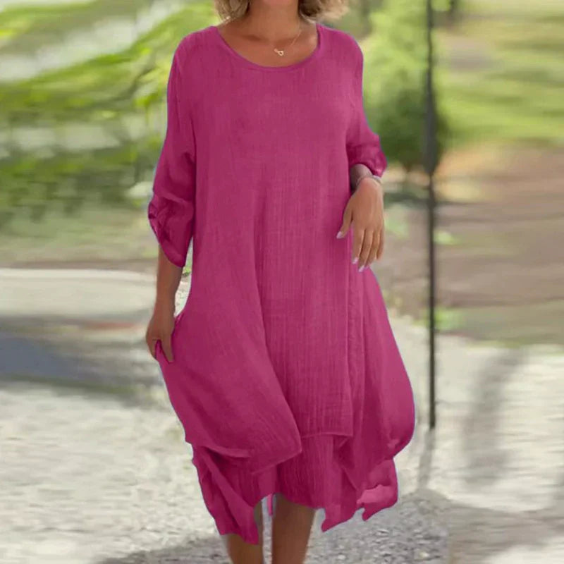 Lisa Vincenzo™ Elegantní šaty s kulatým výstřihem volného střihu