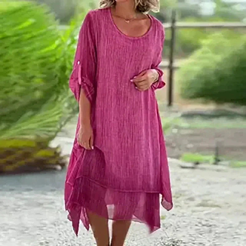 Lisa Vincenzo™ Elegantní šaty s kulatým výstřihem volného střihu