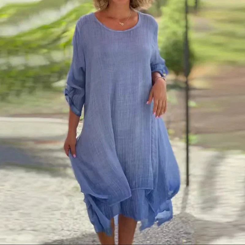 Lisa Vincenzo™ Elegantní šaty s kulatým výstřihem volného střihu