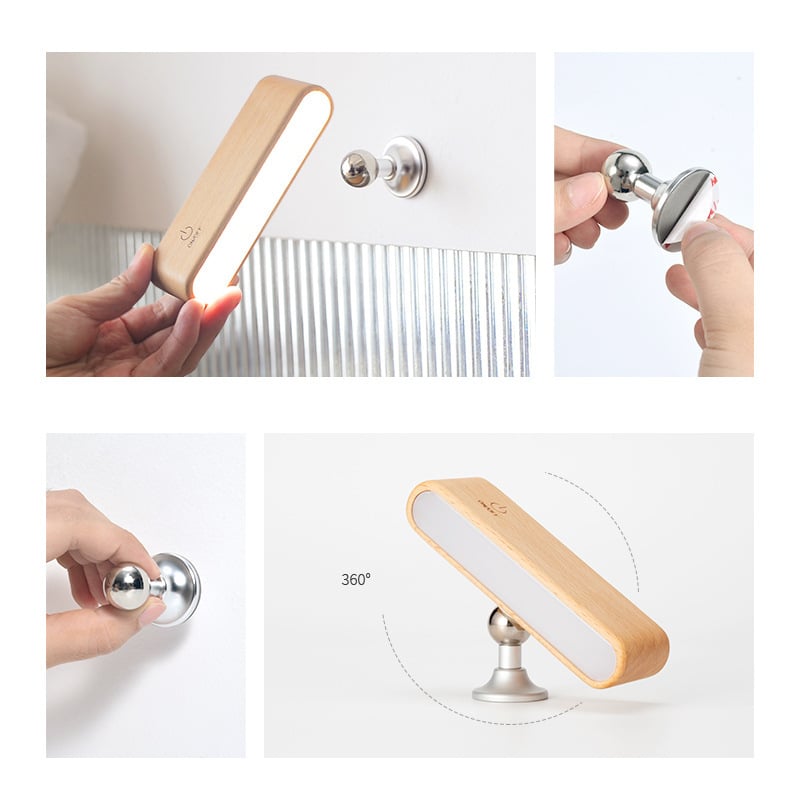 MagnaBeam™ Magnetická nabíjecí stolní lampa z masivního dřeva otočná o 360 stupňů