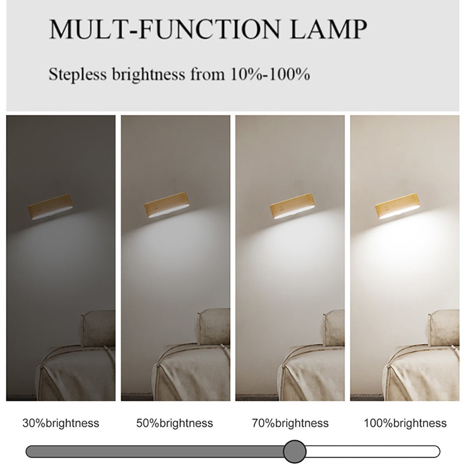 MagnaBeam™ Magnetická nabíjecí stolní lampa z masivního dřeva otočná o 360 stupňů