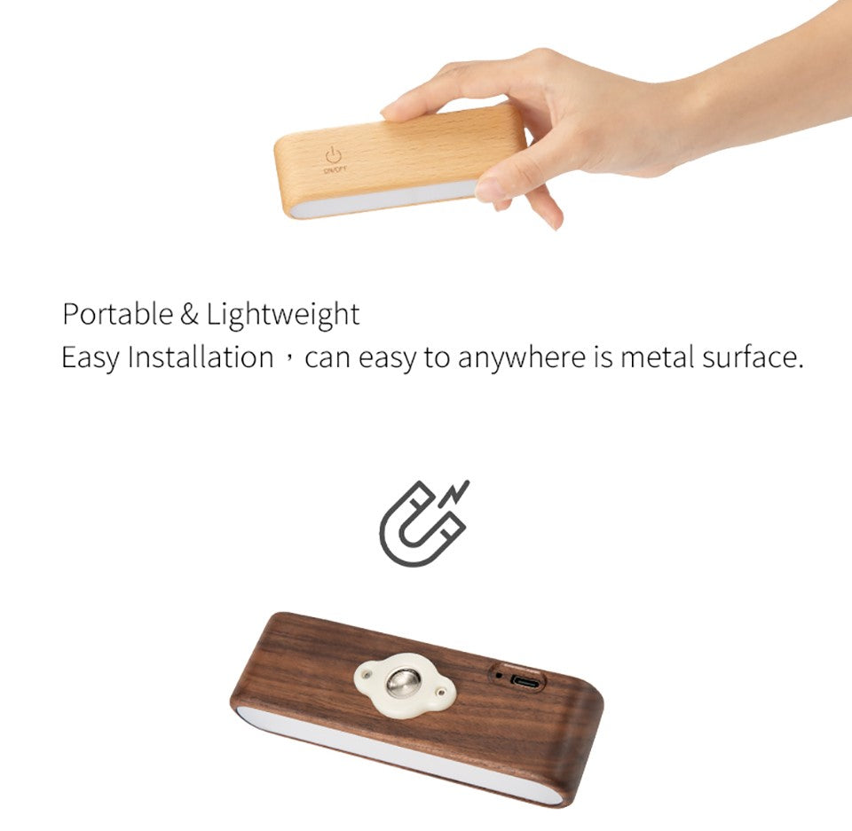 MagnaBeam™ Magnetická nabíjecí stolní lampa z masivního dřeva otočná o 360 stupňů
