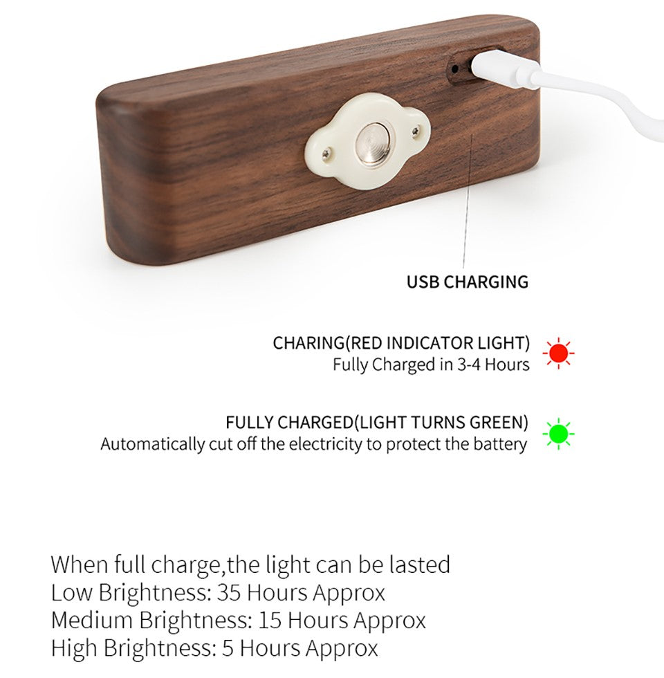 MagnaBeam™ Magnetická nabíjecí stolní lampa z masivního dřeva otočná o 360 stupňů