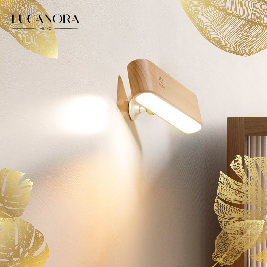 MagnaBeam™ Magnetická nabíjecí stolní lampa z masivního dřeva otočná o 360 stupňů