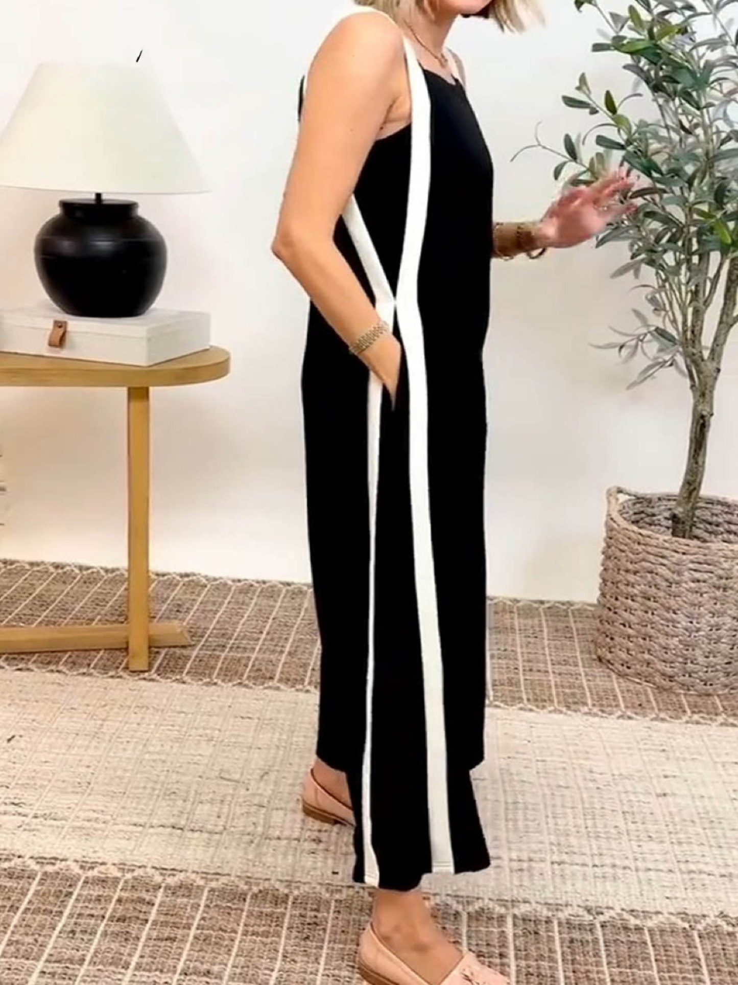 Marilena Fabian™ Overal se širokými nohavicemi s kontrastním stehem