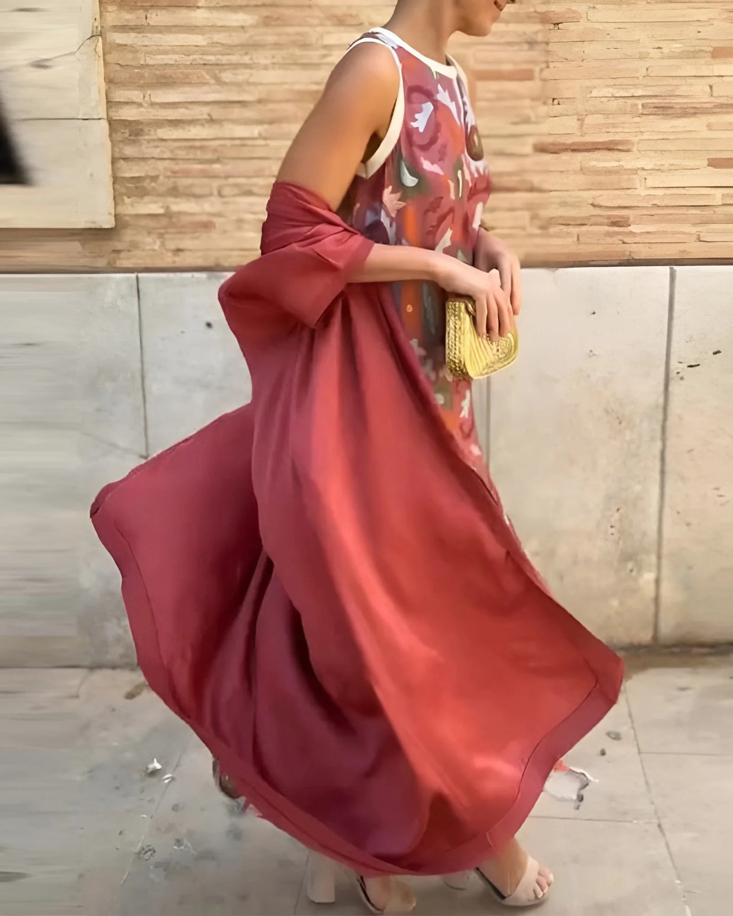 Maruta Fabrizi™ Dámské bezrukávové maxi šaty a přehoz
