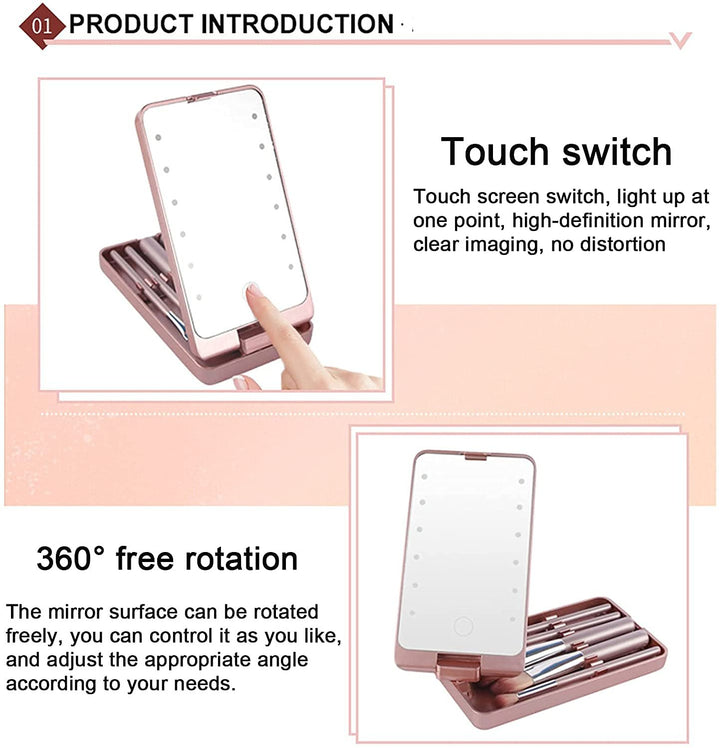 MiniLume™ Přenosný make-up box s LED světlem a 5ks štětci