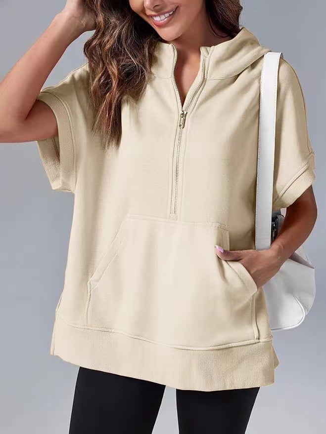 Molly™ Oversized ležérní tričko s polovičním zipem